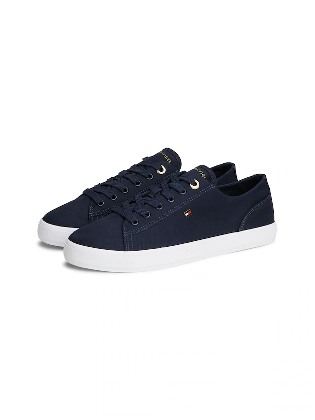 Tommy Hilfiger Plateausneaker »TH FOXING SNEAKER CANVAS« Freizeitschuh, Halbschuh, Schnürer mit Logostickerei - schmale Form