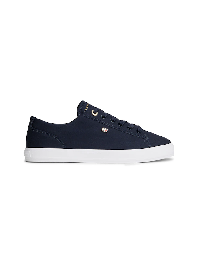 Tommy Hilfiger Plateausneaker »TH FOXING SNEAKER CANVAS« Freizeitschuh, Halbschuh, Schnürer mit Logostickerei - schmale Form