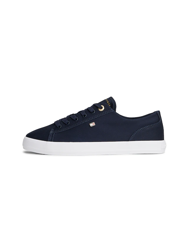 Tommy Hilfiger Plateausneaker »TH FOXING SNEAKER CANVAS« Freizeitschuh, Halbschuh, Schnürer mit Logostickerei - schmale Form