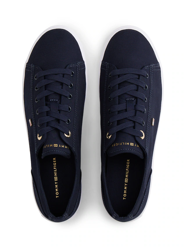 Tommy Hilfiger Plateausneaker »TH FOXING SNEAKER CANVAS« Freizeitschuh, Halbschuh, Schnürer mit Logostickerei - schmale Form