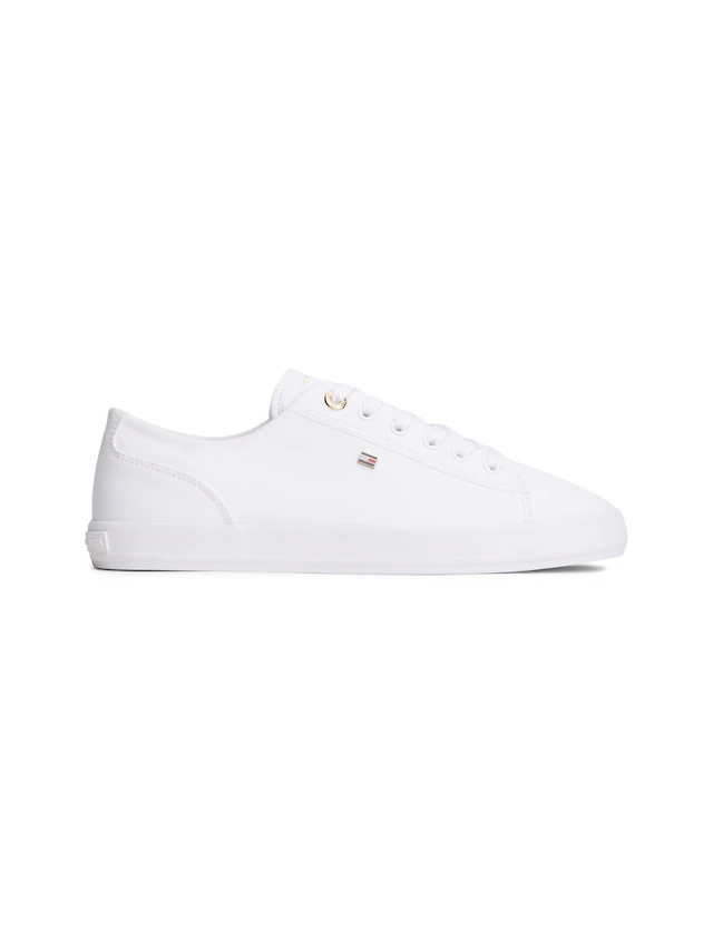 Tommy Hilfiger Plateausneaker »TH FOXING SNEAKER CANVAS« Freizeitschuh, Halbschuh, Schnürer mit Logostickerei - schmale Form