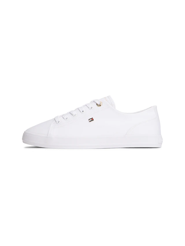 Tommy Hilfiger Plateausneaker »TH FOXING SNEAKER CANVAS« Freizeitschuh, Halbschuh, Schnürer mit Logostickerei - schmale Form