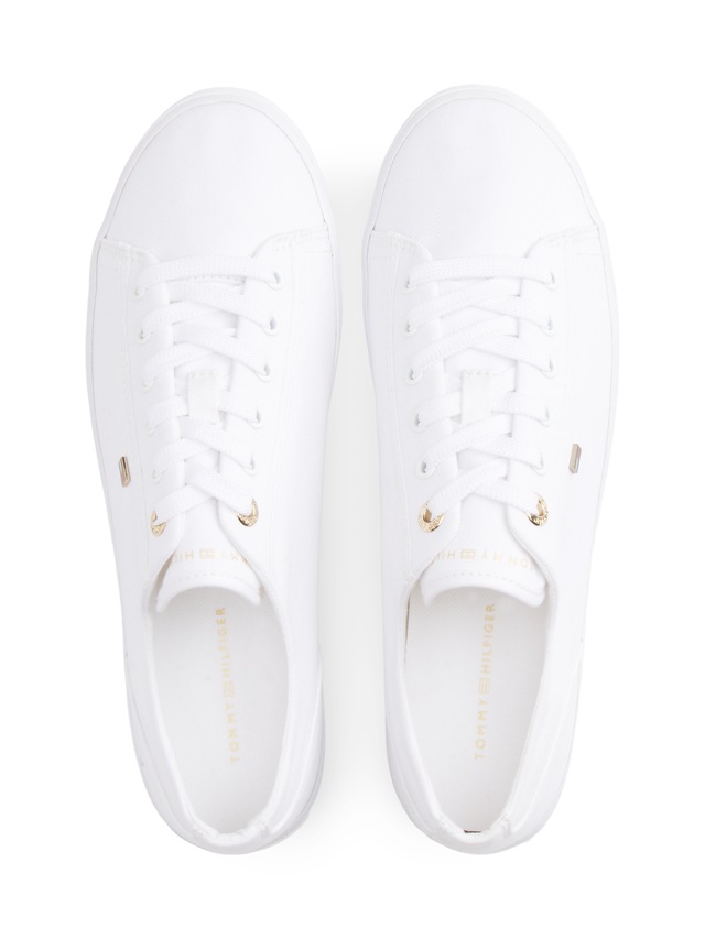 Tommy Hilfiger Plateausneaker »TH FOXING SNEAKER CANVAS« Freizeitschuh, Halbschuh, Schnürer mit Logostickerei - schmale Form