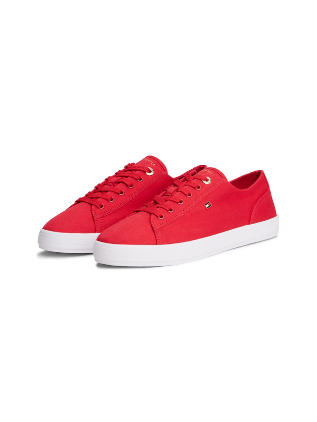 Tommy Hilfiger Plateausneaker »TH FOXING SNEAKER CANVAS« Freizeitschuh, Halbschuh, Schnürer mit Logostickerei - schmale Form