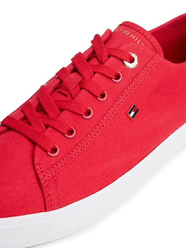 Tommy Hilfiger Plateausneaker »TH FOXING SNEAKER CANVAS« Freizeitschuh, Halbschuh, Schnürer mit Logostickerei - schmale Form