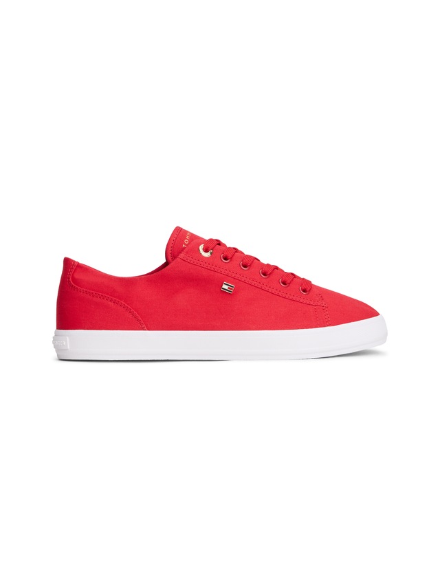 Tommy Hilfiger Plateausneaker »TH FOXING SNEAKER CANVAS« Freizeitschuh, Halbschuh, Schnürer mit Logostickerei - schmale Form