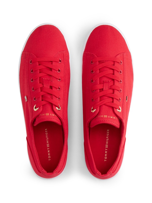 Tommy Hilfiger Plateausneaker »TH FOXING SNEAKER CANVAS« Freizeitschuh, Halbschuh, Schnürer mit Logostickerei - schmale Form