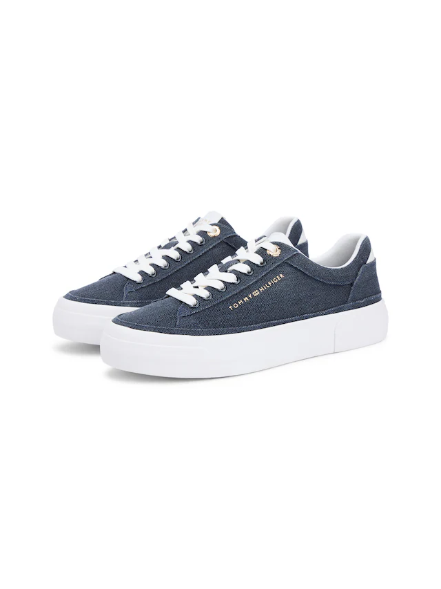 Tommy Hilfiger Plateausneaker »TH FOXING PLATFORM WASHED CANVAS« Freizeitschuh, Halbschuh, Schnürschuh im angesagten Jeans-Look