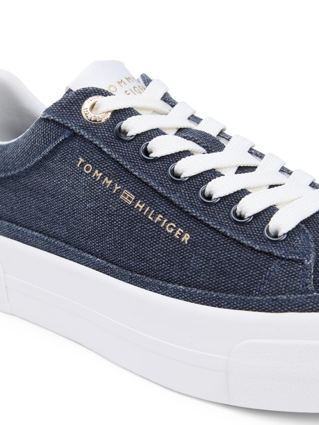 Tommy Hilfiger Plateausneaker »TH FOXING PLATFORM WASHED CANVAS« Freizeitschuh, Halbschuh, Schnürschuh im angesagten Jeans-Look