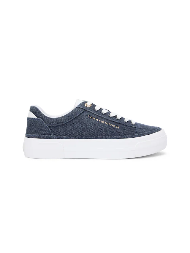Tommy Hilfiger Plateausneaker »TH FOXING PLATFORM WASHED CANVAS« Freizeitschuh, Halbschuh, Schnürschuh im angesagten Jeans-Look