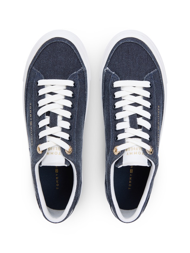 Tommy Hilfiger Plateausneaker »TH FOXING PLATFORM WASHED CANVAS« Freizeitschuh, Halbschuh, Schnürschuh im angesagten Jeans-Look