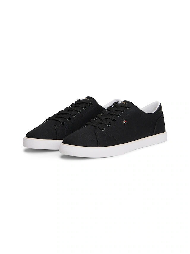 Tommy Hilfiger Plateausneaker »TH LOW PROFILE VULC CANVAS« Halbschuh, Schnürer, Freizeitschuh mit gepolstertem Schaftrand