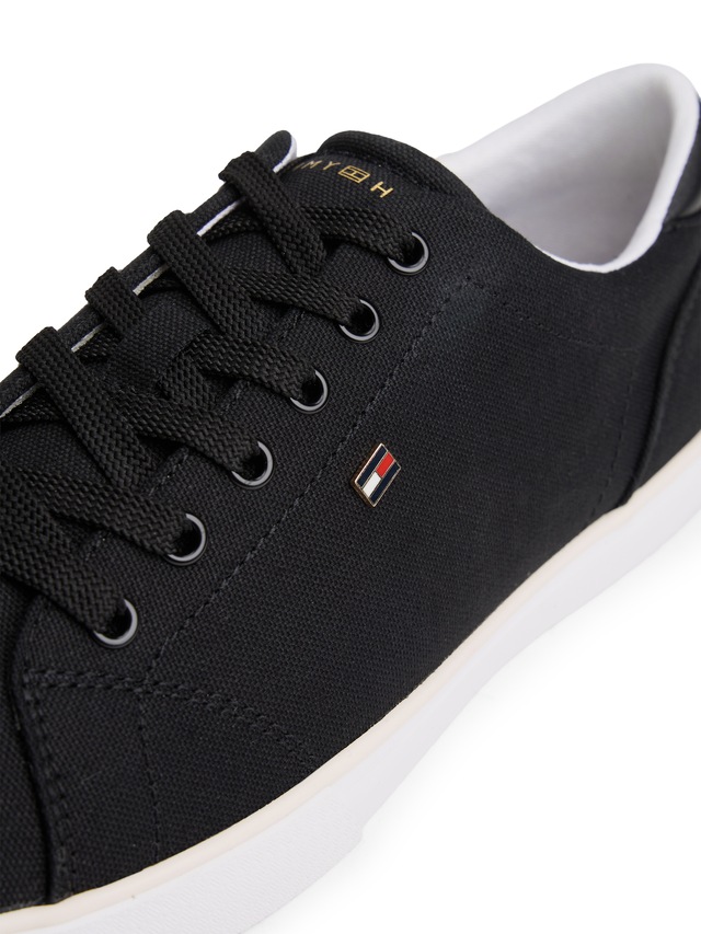 Tommy Hilfiger Plateausneaker »TH LOW PROFILE VULC CANVAS« Halbschuh, Schnürer, Freizeitschuh mit gepolstertem Schaftrand