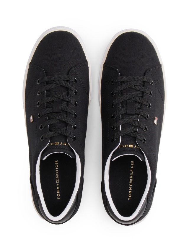 Tommy Hilfiger Plateausneaker »TH LOW PROFILE VULC CANVAS« Halbschuh, Schnürer, Freizeitschuh mit gepolstertem Schaftrand