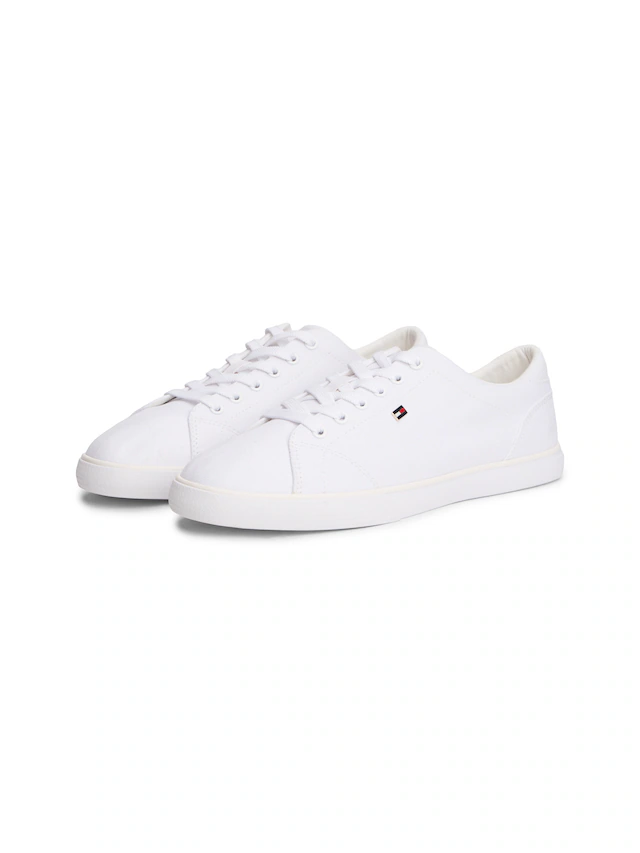 Tommy Hilfiger Plateausneaker »TH LOW PROFILE VULC CANVAS« Halbschuh, Schnürer, Freizeitschuh mit gepolstertem Schaftrand