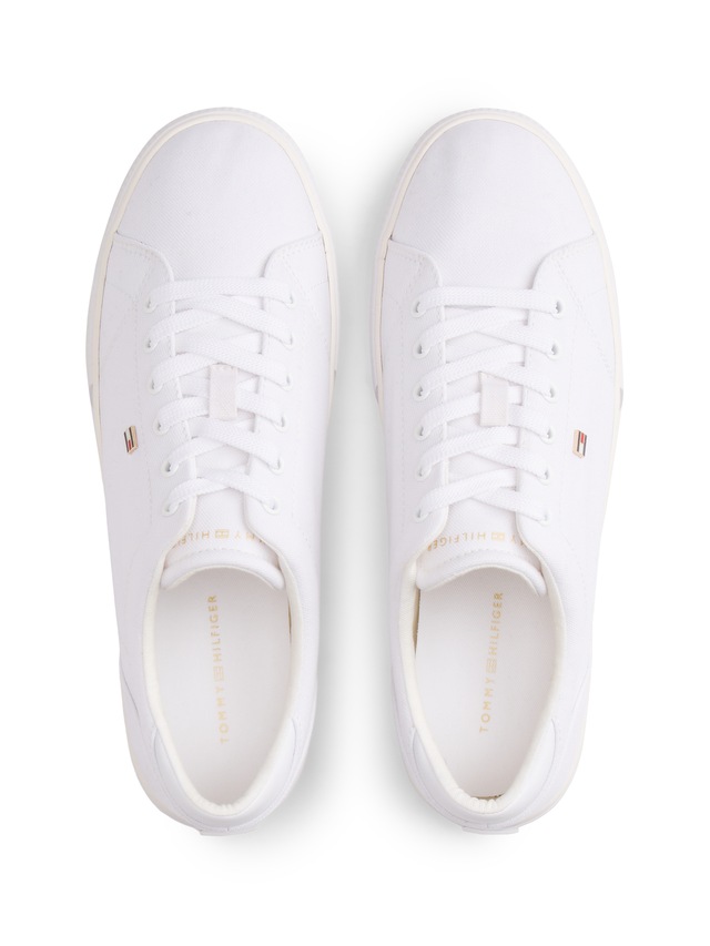 Tommy Hilfiger Plateausneaker »TH LOW PROFILE VULC CANVAS« Halbschuh, Schnürer, Freizeitschuh mit gepolstertem Schaftrand