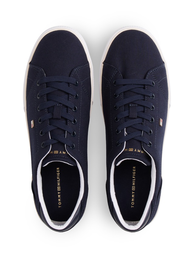 Tommy Hilfiger Plateausneaker »TH LOW PROFILE VULC CANVAS« Halbschuh, Schnürer, Freizeitschuh mit gepolstertem Schaftrand