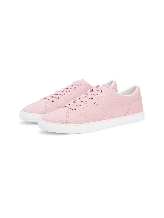 Tommy Hilfiger Plateausneaker »TH LOW PROFILE VULC CANVAS« Halbschuh, Schnürer, Freizeitschuh mit gepolstertem Schaftrand