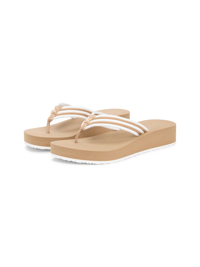 Tommy Hilfiger Zehentrenner »TH STRIPE SUMMER SANDAL« Sommerschuh, Dianette, Plateauschuh mit gestreifter Bandage