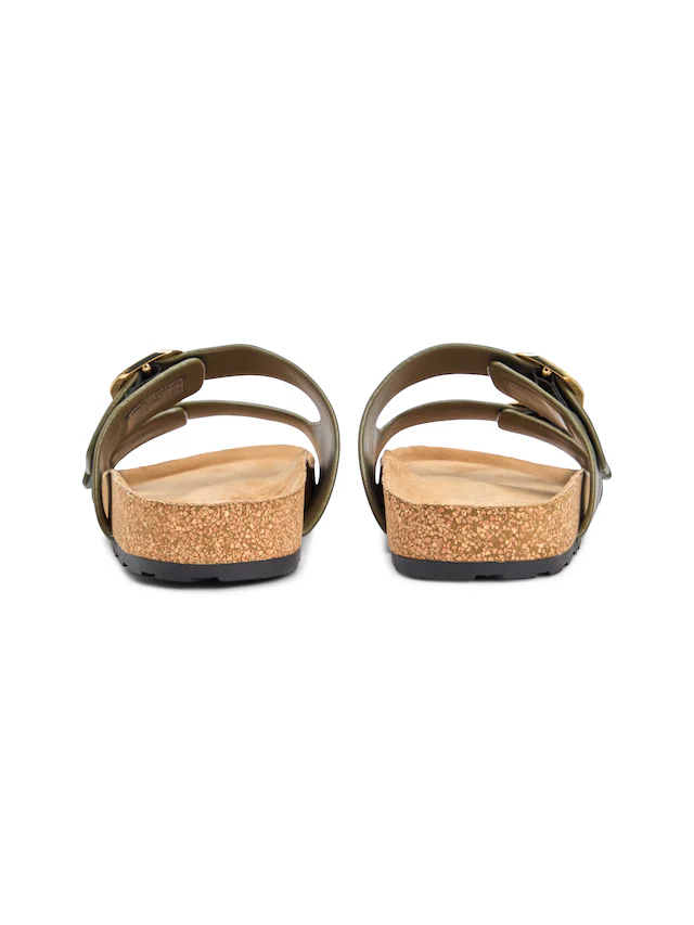 Tommy Hilfiger Pantolette »TH CLASSIC CORK SANDAL LEATHER« Sommerschuh, Schlupfschuh, Flat mit Logoemblem