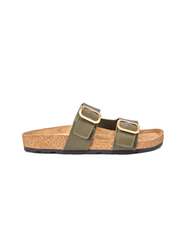 Tommy Hilfiger Pantolette »TH CLASSIC CORK SANDAL LEATHER« Sommerschuh, Schlupfschuh, Flat mit Logoemblem
