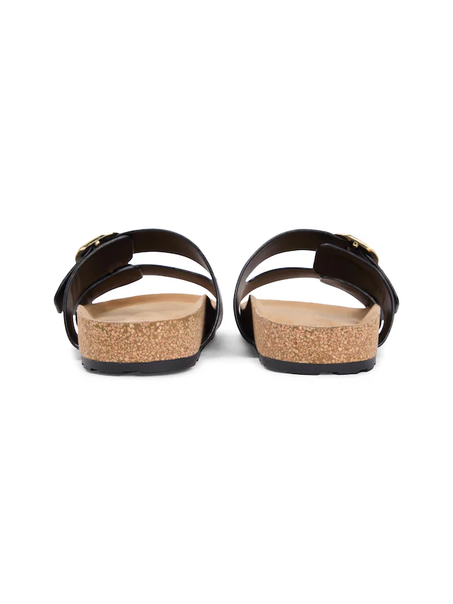 Tommy Hilfiger Pantolette »TH CLASSIC CORK SANDAL LEATHER« Sommerschuh, Schlupfschuh, Flat mit Logoemblem