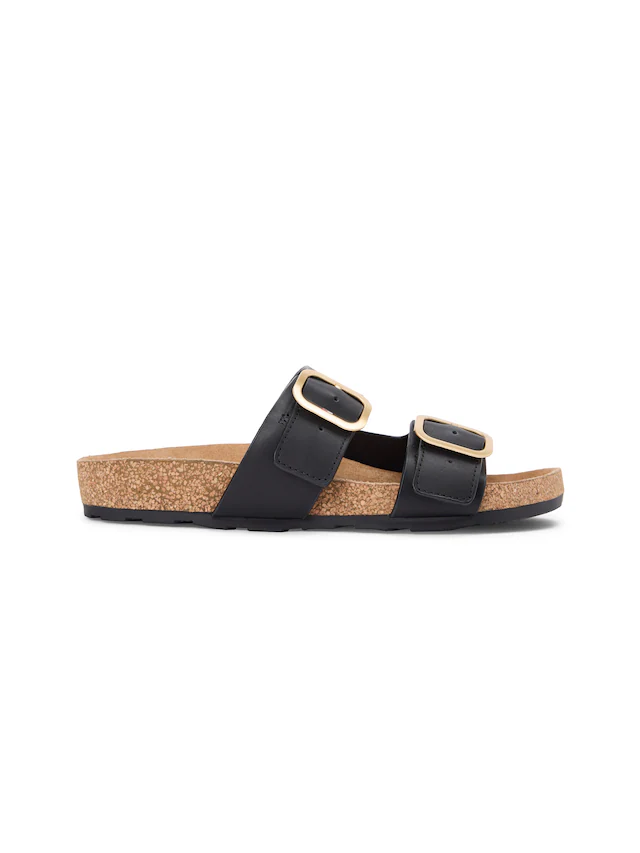 Tommy Hilfiger Pantolette »TH CLASSIC CORK SANDAL LEATHER« Sommerschuh, Schlupfschuh, Flat mit Logoemblem