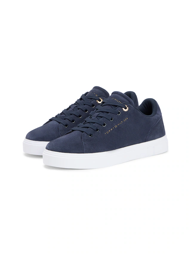 Tommy Hilfiger Plateausneaker »TH FEMININE CUPSOLE SUEDE« Freizeitschuh, Halbschuh, Schnürer mit Logoschriftzügen