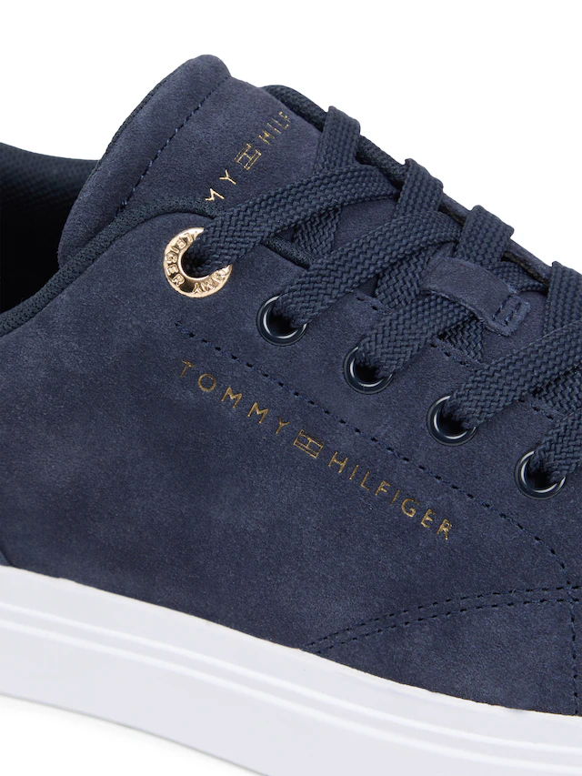 Tommy Hilfiger Plateausneaker »TH FEMININE CUPSOLE SUEDE« Freizeitschuh, Halbschuh, Schnürer mit Logoschriftzügen