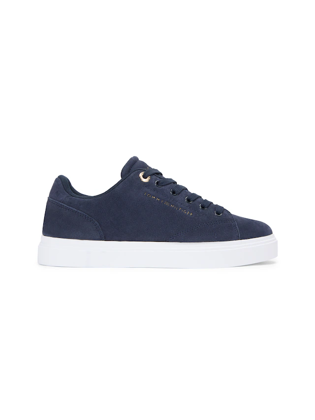 Tommy Hilfiger Plateausneaker »TH FEMININE CUPSOLE SUEDE« Freizeitschuh, Halbschuh, Schnürer mit Logoschriftzügen