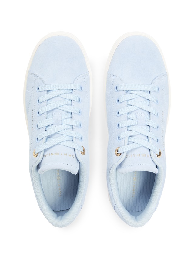 Tommy Hilfiger Plateausneaker »TH FEMININE CUPSOLE SUEDE« Freizeitschuh, Halbschuh, Schnürer mit Logoschriftzügen
