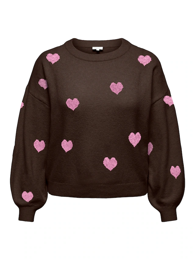ONLY CARMAKOMA »CARRICA LS DETAIL O-NECK KNT« Materialmix, normal geschnitten
