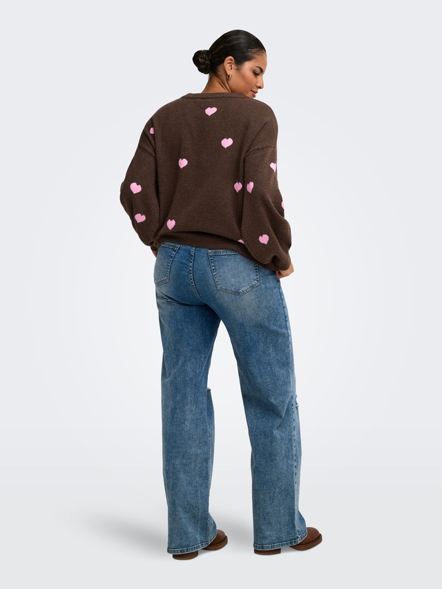 ONLY CARMAKOMA »CARRICA LS DETAIL O-NECK KNT« Materialmix, normal geschnitten