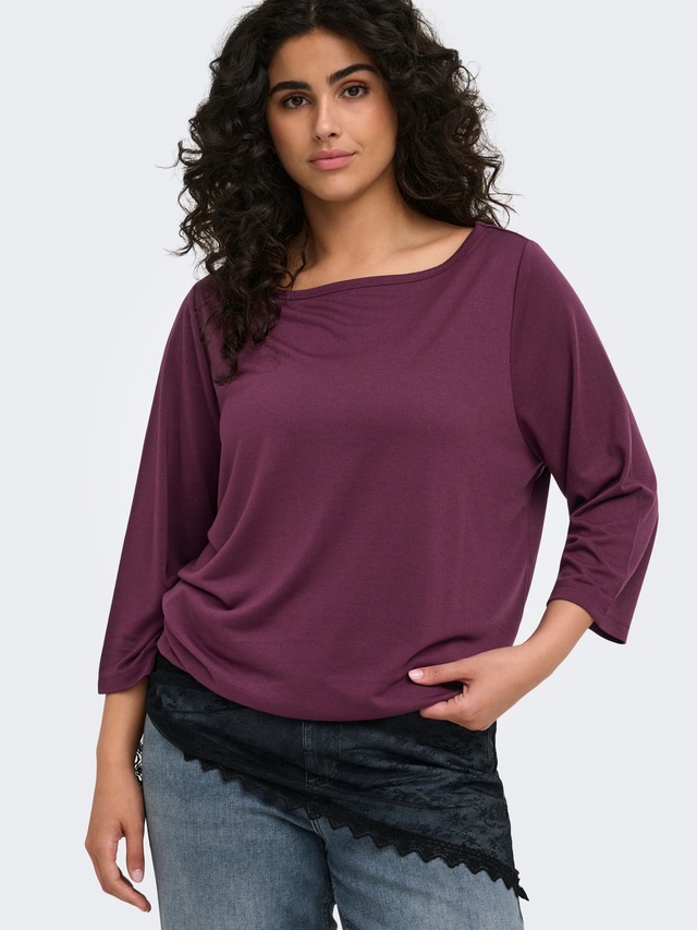 ONLY CARMAKOMA 3/4-Arm-Shirt »CARCARLINNE 3/4 BOATNECK TOP JRS« Materialmix, normal geschnitten