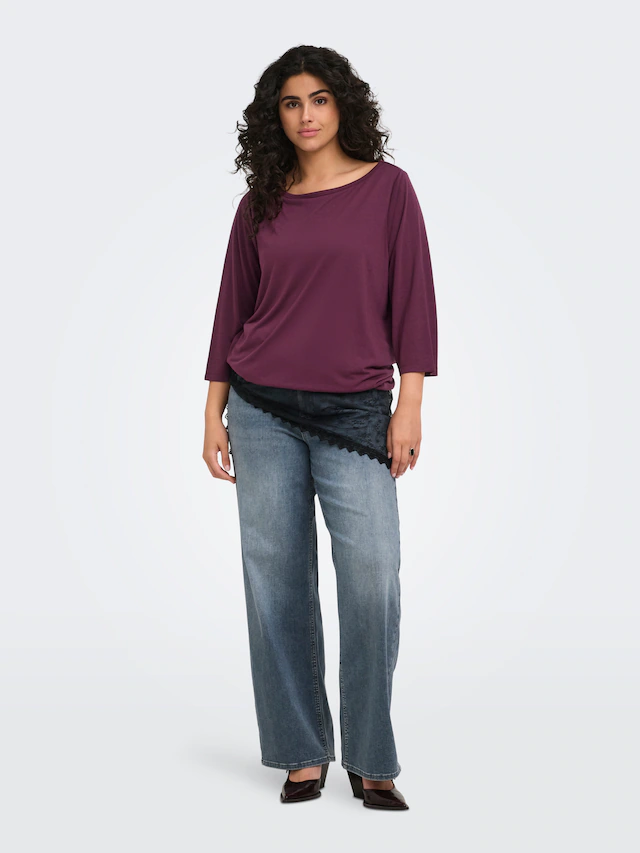 ONLY CARMAKOMA 3/4-Arm-Shirt »CARCARLINNE 3/4 BOATNECK TOP JRS« Materialmix, normal geschnitten