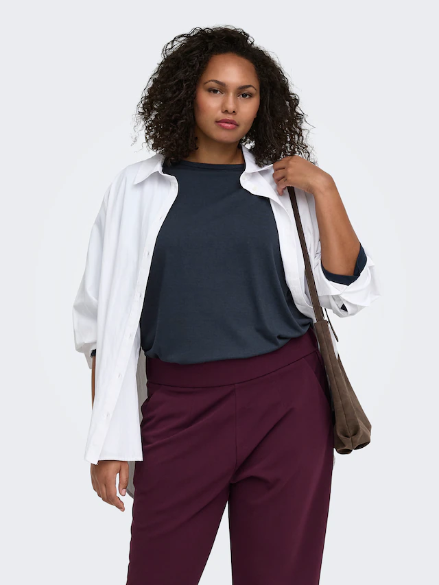 ONLY CARMAKOMA 3/4-Arm-Shirt »CARCARLINNE 3/4 BOATNECK TOP JRS« Materialmix, normal geschnitten
