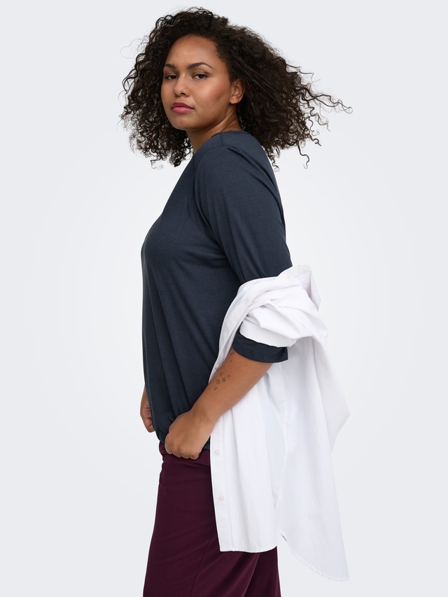ONLY CARMAKOMA 3/4-Arm-Shirt »CARCARLINNE 3/4 BOATNECK TOP JRS« Materialmix, normal geschnitten