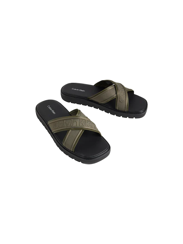 Calvin Klein Pantolette »SQ MOLDED SANDAL XCROSS WB« Strandschuh, Sommerschuh, Badepantolette, Flat mit Logoschriftzug