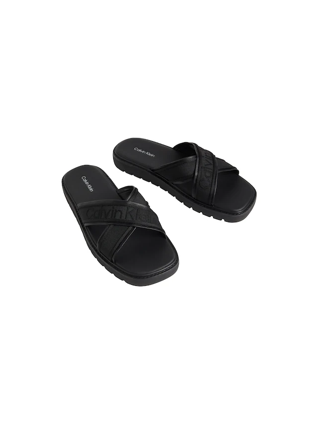 Calvin Klein Pantolette »SQ MOLDED SANDAL XCROSS WB« Strandschuh, Sommerschuh, Badepantolette, Flat mit Logoschriftzug