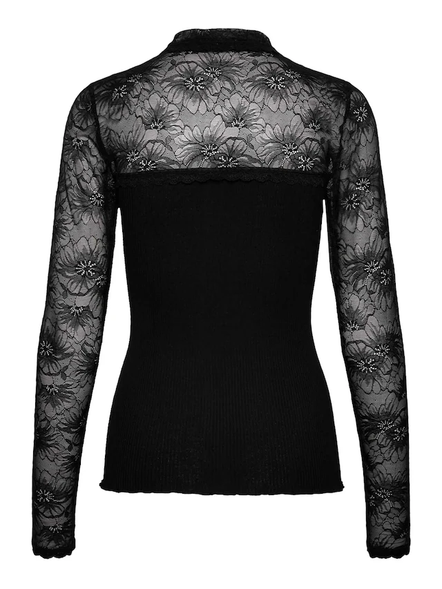 rosemunde Langarmshirt »Beatha lace shirt« Langarm, mit Polokragen und Knöpfen, mit Spitze, Seidenmix