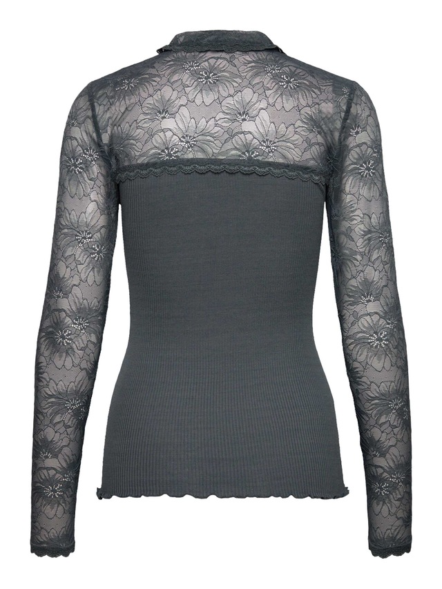 rosemunde Langarmshirt »Beatha lace shirt« Langarm, mit Polokragen und Knöpfen, mit Spitze, Seidenmix
