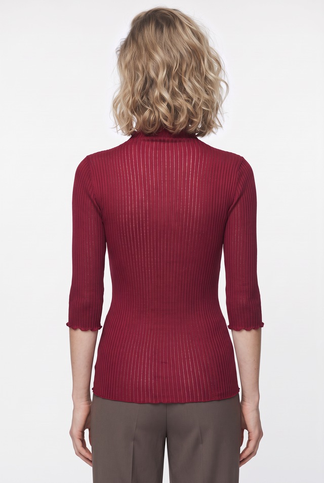 rosemunde Stehkragenshirt »Belize silk shirt« leicht transparentes Shirt, 3/4 Arm, mit Stehkragen, Seidenmix