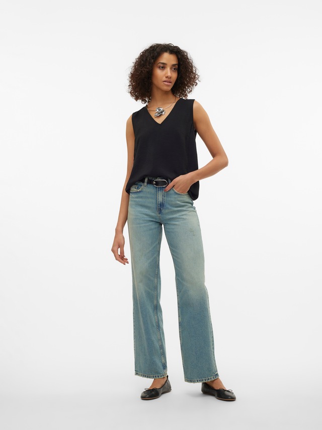 Vero Moda Shirttop »VMALVA S/L V-NECK TOP WVN NOOS« Kunstfaser, regular fit
