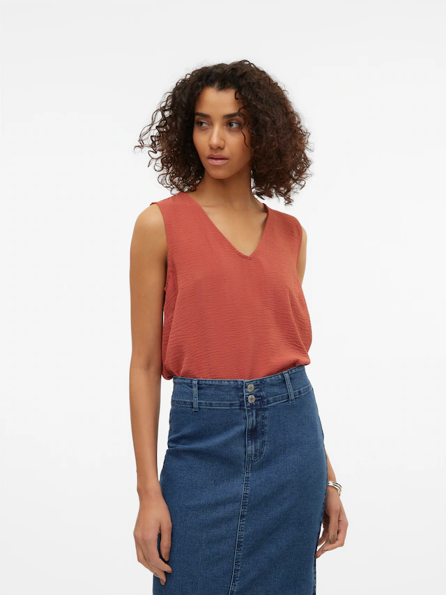 Vero Moda Shirttop »VMALVA S/L V-NECK TOP WVN NOOS« Kunstfaser, regular fit