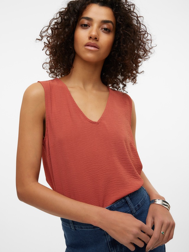 Vero Moda Shirttop »VMALVA S/L V-NECK TOP WVN NOOS« Kunstfaser, regular fit