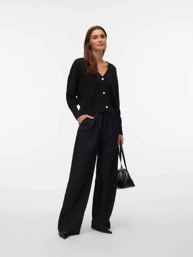 Vero Moda Strickjacke »VMLEALIGHT LS V-NECK JEWEL CARDIGAN NOOS« Kunstfaser, regular fit