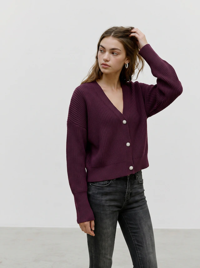 Vero Moda Strickjacke »VMLEALIGHT LS V-NECK JEWEL CARDIGAN NOOS« Kunstfaser, regular fit