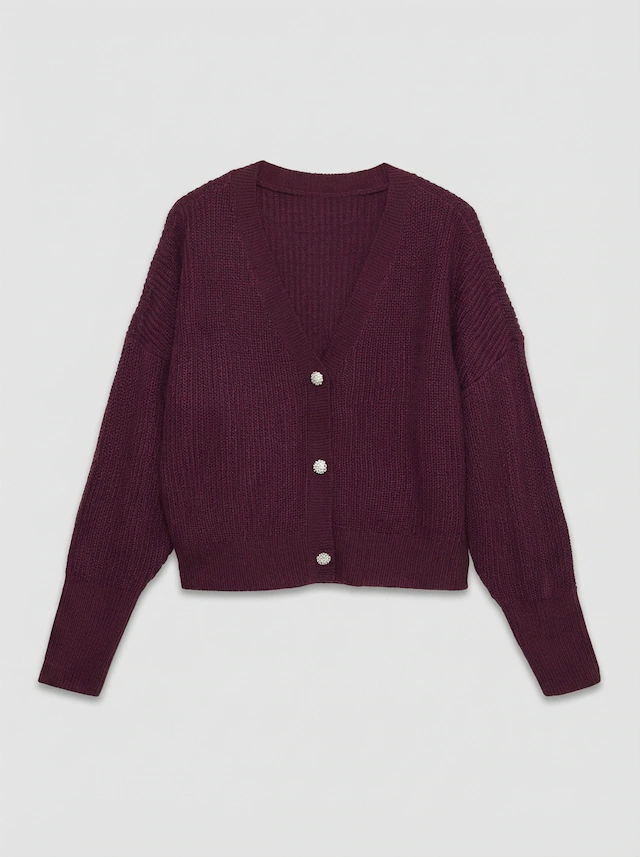 Vero Moda Strickjacke »VMLEALIGHT LS V-NECK JEWEL CARDIGAN NOOS« Kunstfaser, regular fit