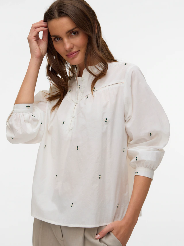 Vero Moda Langarmbluse »VMIRIS LS TOP NOOS« Baumwolle, allover bestickt
