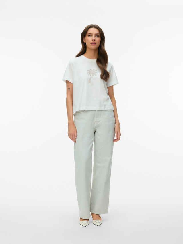 Vero Moda Kurzarmshirt »VMPALMA METTE SS TOP BOX JRS« Baumwolle